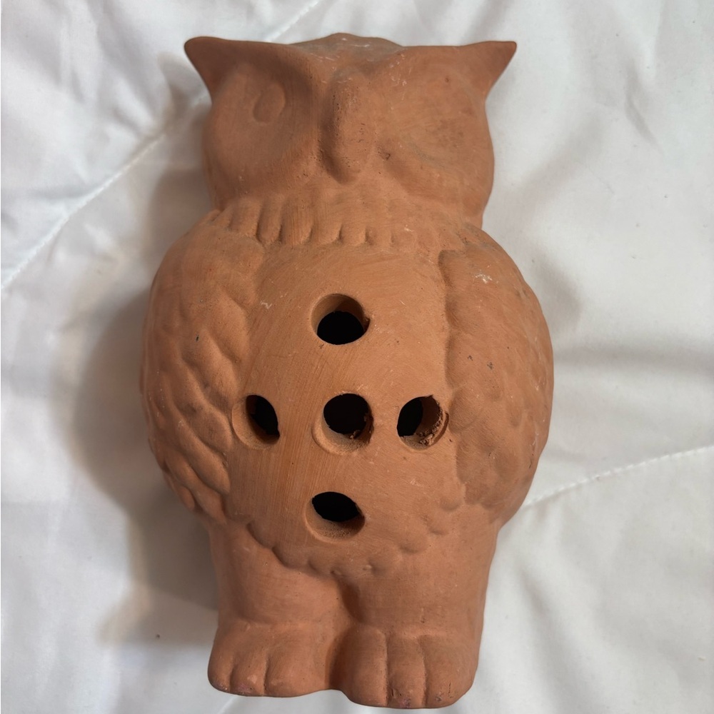 Terracotta Owl Figurine tea lamp